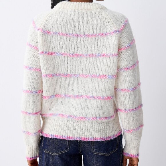 PIECES Purple Pink Stripe Plush Sweater - Picture 2 of 3
